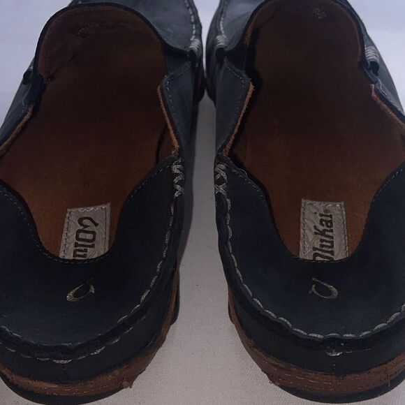 Olukai Men's Black Leather Loafers Moloa Men’s size 9.5 - Picture 8 of 9